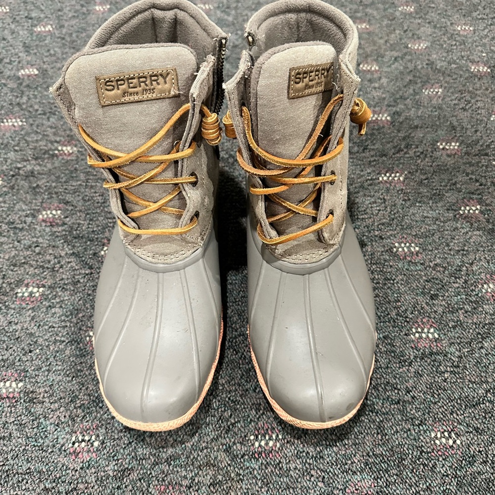 Sperry Charcoal and Tan Duck Boots